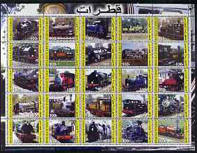 Djibouti 2003 Steam Locos perf sheetlet containing 25 values unmounted mint, stamps on railways
