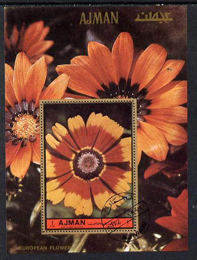 Ajman 1972 European Flowers perf m/sheet cto used, Mi BL 468A, stamps on flowers