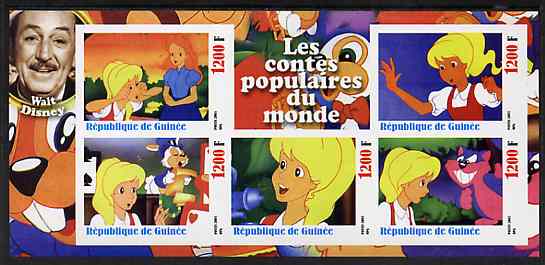 Guinea - Conakry 2003 Walt Disney - Fairy Tales #6 - Alice in Wonderland imperf sheetlet containing 5 values unmounted mint, stamps on disney, stamps on fairy tales, stamps on playing cards