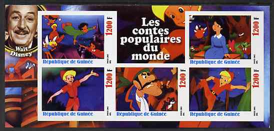 Guinea - Conakry 2003 Walt Disney - Fairy Tales #9 - Peter Pan imperf sheetlet containing 5 values unmounted mint, stamps on , stamps on  stamps on disney, stamps on  stamps on fairy tales, stamps on  stamps on scots, stamps on  stamps on scotland