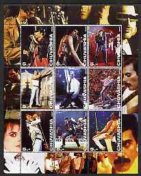 Chuvashia Republic 2003 Freddy Mercury perf sheetlet containing set of 9 values unmounted mint, stamps on personalities, stamps on music, stamps on pops, stamps on rock