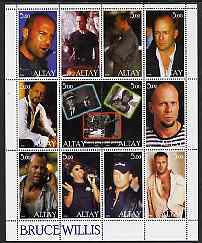 Altaj Republic 2000 Bruce Willis perf sheetlet containing set of 12 values unmounted mint, stamps on personalities, stamps on movies, stamps on films, stamps on cinema