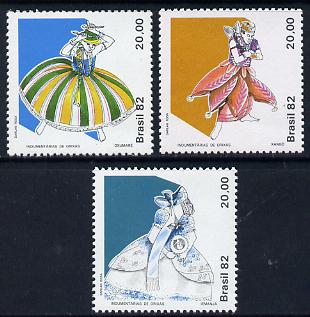 Brazil 1982 Orixas, Religious Costumes set of 3, SG 1970-72 unmounted mint, stamps on costumes  religion