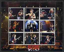 Buriatia Republic 2003 AC/DC #2 perf sheetlet containing set of 9 values (black outer frame) unmounted mint, stamps on personalities, stamps on music, stamps on pops, stamps on rock