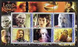 Congo 2003 Lord of the Rings #2 perf sheetlet containing set of 6 values unmounted mint, stamps on films, stamps on movies, stamps on literature, stamps on fantasy, stamps on entertainments, stamps on 