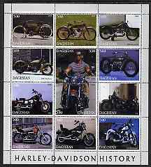 Dagestan Republic 2000 Harley-Davidson Motorcycles perf sheetlet containing 12 values unmounted mint, stamps on motorbikes