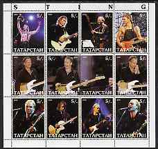 Tatarstan Republic 2000 Sting perf sheetlet containing 12 values unmounted mint, stamps on music, stamps on pops, stamps on personalities, stamps on rock