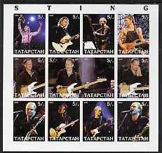 Tatarstan Republic 2000 Sting imperf sheetlet containing 12 values unmounted mint, stamps on music, stamps on pops, stamps on personalities, stamps on rock
