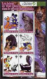 Congo 2005 The Nature Conservancy  Walt Disney Characters & Animals #3 perf sheetlet containing 6 values each with Scout Logo unmounted mint, stamps on films, stamps on disney, stamps on cartoons, stamps on animals, stamps on scouts, stamps on bees, stamps on honey, stamps on bears