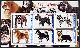 Congo 2003 Dogs imperf sheetlet containing set of 6 values unmounted mint, stamps on dogs, stamps on 