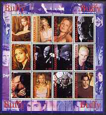 Karakalpakia Republic 2002 Buffy the Vampire Slayer #1 perf sheetlet containing 12 values unmounted mint, stamps on women, stamps on entertainments, stamps on  tv , stamps on 