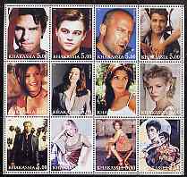 Chakasia 2001 Movie Stars perf sheetlet containing set of 12 values unmounted mint, stamps on films, stamps on movies, stamps on cinema, stamps on entertainments, stamps on personalities