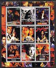 Congo 2001 Movie Posters #2 perf sheetlet containing set of 9 values unmounted mint, stamps on films, stamps on movies, stamps on cinema, stamps on entertainments, stamps on 
