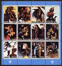 Komi Republic 2000 Norman Rockwell Scout Paintings perf sheetlet containing set of 12 values unmounted mint, stamps on arts, stamps on rockwell, stamps on scouts