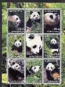 Kyrgyzstan 2001 Pandas perf sheetlet containing 9 values unmounted mint, stamps on animals, stamps on pandas