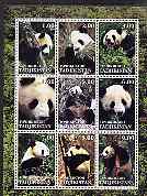 Tadjikistan 2001 Pandas perf sheetlet containing 9 values unmounted mint, stamps on animals, stamps on pandas