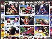 Turkmenistan 2001 South Park - Merry Christmas perf sheetlet containing 9 values unmounted mint, stamps on christmas, stamps on  tv , stamps on buses, stamps on angels