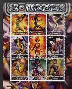 Congo 2002 X-Men, X-Women perf sheet containing set of 9 values unmounted mint, stamps on , stamps on  stamps on entertainments, stamps on  stamps on films, stamps on  stamps on cinema, stamps on  stamps on comics, stamps on  stamps on fantasy, stamps on  stamps on sci-fi, stamps on  stamps on women