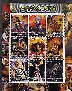 Congo 2002 X-Men - Titans #1 perf sheet containing set of 9 values unmounted mint, stamps on , stamps on  stamps on entertainments, stamps on  stamps on films, stamps on  stamps on cinema, stamps on  stamps on comics, stamps on  stamps on fantasy, stamps on  stamps on sci-fi, stamps on  stamps on 