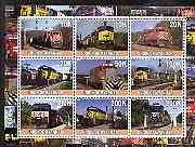 Myanmar 2001 Locomotives #2 perf sheetlet containing set of 9 values (horiz format) unmounted mint, stamps on railways