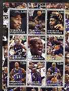 Tadjikistan 2001 Michael Jordan perf sheetlet containing complete set of 9 values unmounted mint, stamps on personalities, stamps on basketball, stamps on sport