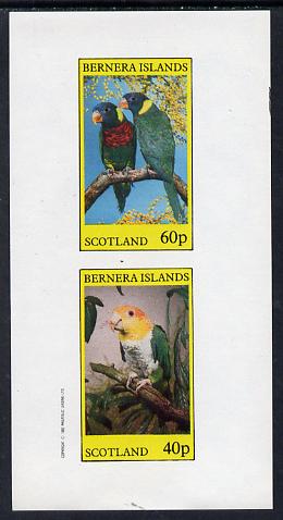 Bernera 1982 Parrots imperf set of 2 values (40p & 60p) unmounted mint , stamps on birds  parrots