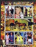 Congo 2005 Royal Marriage - Charles & Camilla #4 perf sheetlet containing set of 6 values unmounted mint, stamps on royalty, stamps on charles, stamps on camilla, stamps on concorde, stamps on diana, stamps on horses, stamps on dogs, stamps on hunting