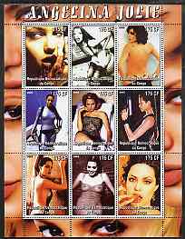 Congo 2005 Angelina Jolie #1 perf sheetlet containing 9 values unmounted mint, stamps on personalities, stamps on entertainments, stamps on films, stamps on cinema, stamps on women, stamps on nudes