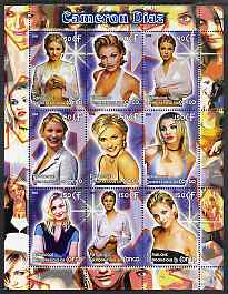 Congo 2005 Cameron Diaz #2 perf sheetlet containing 9 values unmounted mint, stamps on personalities, stamps on entertainments, stamps on films, stamps on cinema, stamps on women