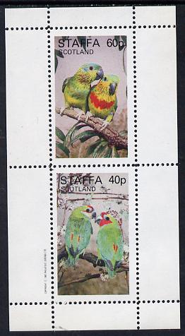 Staffa 1982 Parrots #01 perf set of 2 values (40p & 60p) unmounted mint, stamps on , stamps on  stamps on birds  parrots