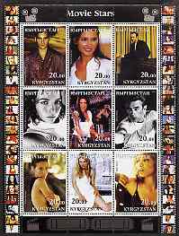 Kyrgyzstan 2001 Movie Stars #1 perf sheetlet containing 9 values unmounted mint, stamps on films, stamps on movies, stamps on cinema, stamps on entertainments, stamps on personalities