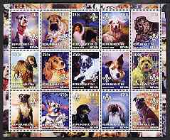 Congo 2002 Paintings of Dogs #1 perf sheet containing set of 15 values each with Scouts Logo, unmounted mint, stamps on dogs, stamps on scouts
