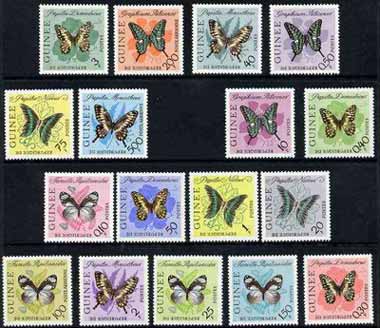 Guinea - Conakry 1963 Butterflies set of 17 unmounted mint, SG 383-99, stamps on butterflies