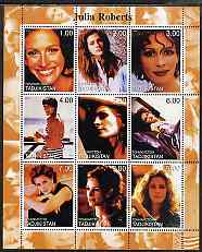 Tadjikistan 2000 Julia Roberts perf sheetlet containing 9 values unmounted mint, stamps on , stamps on  stamps on films, stamps on  stamps on cinema, stamps on  stamps on personalities, stamps on  stamps on entertainments, stamps on  stamps on women