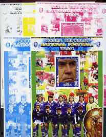 Somalia 2002 Football World Cup (Korean Coach) large sheetlet containing 1 value, the set of 5 progressive proofs comprising the 4 individual colours plus all 4-colour composite (as issued) all unmounted mint, stamps on football, stamps on sport