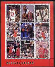 Tatarstan Republic 2000 Michael Jordan perf sheetlet containing set of 9 values unmounted mint, stamps on sport, stamps on basketball