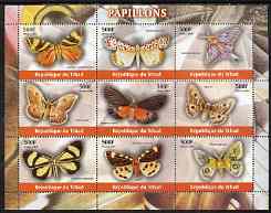 Chad 2004 Butterflies perf sheetlet containing 9 values unmounted mint, stamps on butterflies