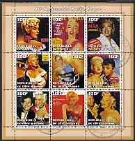 Ivory Coast 2002 Marilyn Monroe 40th Death Anniversary #2 perf sheetlet containing 9 values fine cto used, stamps on films, stamps on cinema, stamps on entertainments, stamps on music, stamps on personalities, stamps on marilyn monroe, stamps on women