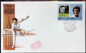Tuvalu - Nanumea 1984 Cricketers #1 J A Snow 1c se-tenant pair (Leaders of the World) on illustrated cover with first day cancel, stamps on sport, stamps on cricket