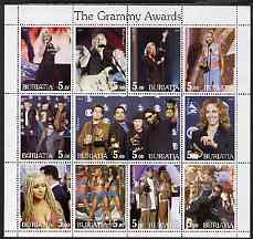 Buriatia Republic 2001 The Grammy Awards perf sheetlet containing 12 values unmounted mint, stamps on , stamps on  stamps on music, stamps on  stamps on pops
