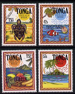 Tonga 1991 Heilala Week set of 4 optd SPECIMEN (Turtle, Fish & Fruit), as SG 1130-33 unmounted mint*, stamps on animals, stamps on fish, stamps on marine-life, stamps on fruit, stamps on tourism, stamps on reptiles, stamps on turtles, stamps on bananas