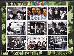 Kyrgyzstan 2001 The Beatles #2 imperf sheetlet containing set of 9 values unmounted mint, stamps on personalities, stamps on music, stamps on pops, stamps on rock, stamps on beatles