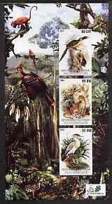Mauritania 2003 The Nature Conservancy #1 imperf sheetlet containing set of 3 values (Birds & Animals by John Audubon) unmounted mint, stamps on wildlife, stamps on environment, stamps on birds, stamps on audubon, stamps on cats