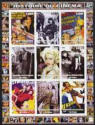 Congo 2003 History of the Cinema #10 imperf sheetlet containing 9 values unmounted mint (Showing Film Posters plus Madonna, etc), stamps on movies, stamps on films, stamps on cinema, stamps on 