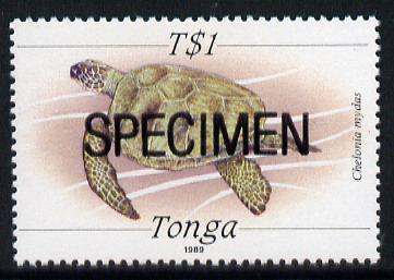 Tonga 1988 Marine Life (Turtle) T$1 value opt'd SPECIMEN, as SG 1013 unmounted mint*, stamps on , stamps on  stamps on animals, stamps on  stamps on marine-life, stamps on  stamps on reptiles, stamps on  stamps on turtles