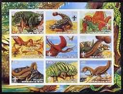 Benin 2003 Dinosaurs #06 imperf sheetlet containing 9 values each with Scout Logo unmounted mint, stamps on , stamps on  stamps on dinosaurs, stamps on  stamps on scouts