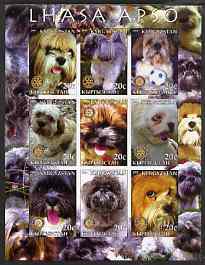 Kyrgyzstan 2004 Dogs - Lhasa Apso imperf sheetlet containing 9 values each with Rotary logo unmounted mint, stamps on dogs, stamps on rotary