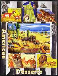 Kyrgyzstan 2004 Fauna of the World - American Desserts imperf sheetlet containing 6 values unmounted mint, stamps on animals, stamps on antelopes, stamps on swine, stamps on turtles, stamps on cacti, stamps on reptiles