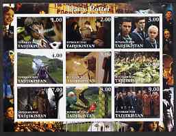 Tadjikistan 2002 Harry Potter & Chamber of Secrets imperf sheetlet containing 9 values unmounted mint, stamps on personalities, stamps on entertainments, stamps on films, stamps on cinema, stamps on fantasy