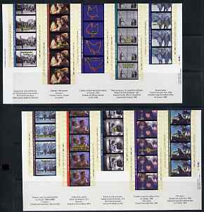 Canada 1996 Centenary of Cinema the set of two self-adhesive sheets complete with booklet in presentation envelope, as SG MS 1698a/b, stamps on cinema.self adhesive, stamps on movies, stamps on films